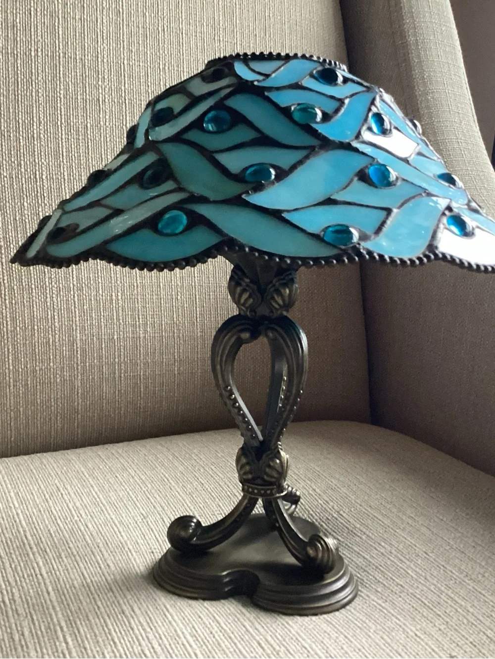 PartyLite Spring Water Candle Holder Lamp Tiffany Style Stained Glass - Picture 2 of 11